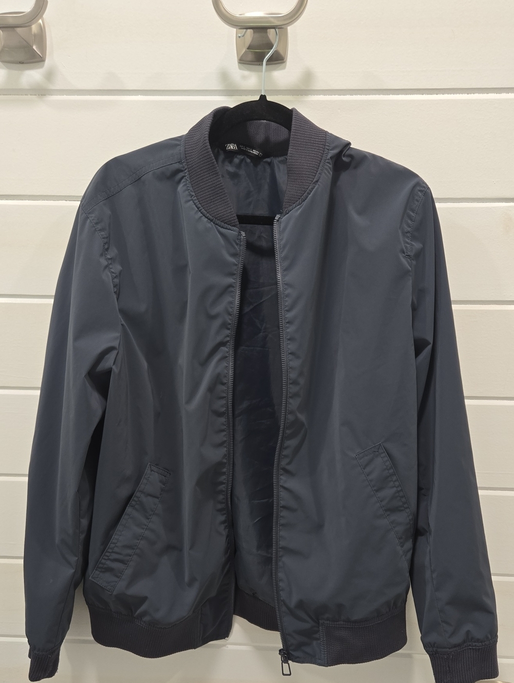 Zara Men's Slate Blue Bomber Jacket